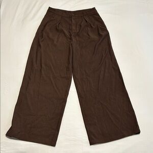 Cider Chocolate Wide-Leg Pleated Trousers